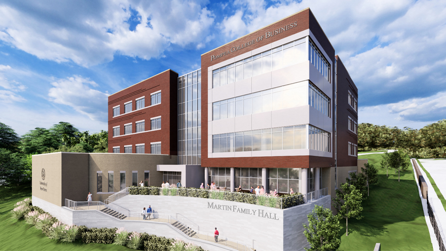 Rendering of the new building, as seen looking West up Ruden Street (from approximately the corner of Ruden and Campbell Ave.).