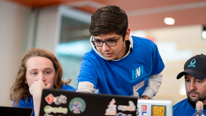 Students participating in the University of New Haven's HackNewHaven event